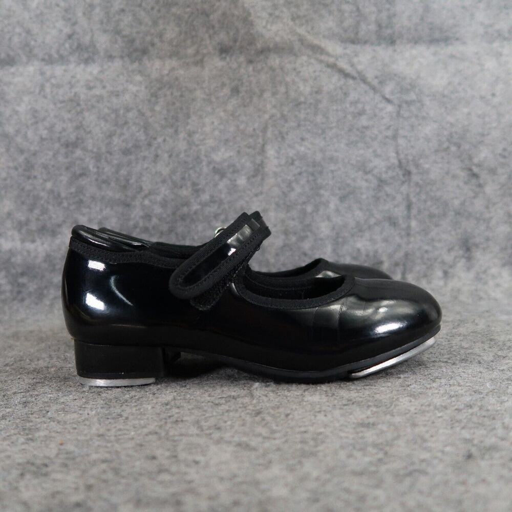 Tap Shoes Girls 12.5 Mary Jane Dance Black Patent Adjustable Strap Classic Kids - Picture 2 of 15